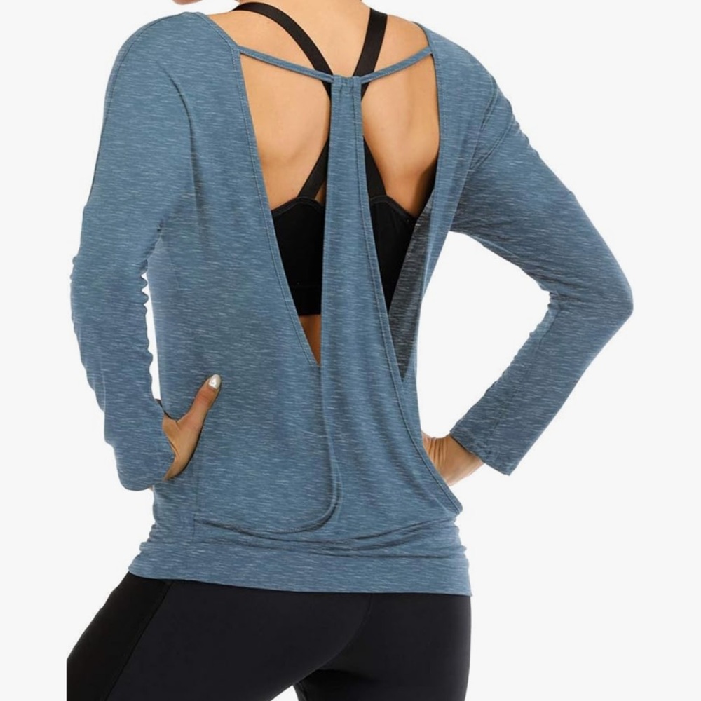 2 Open Back Blue Women's Tops one green/one blue